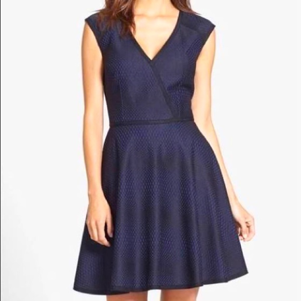 Trina Turk Corina Black/Navy Fit and Flare Dress 4